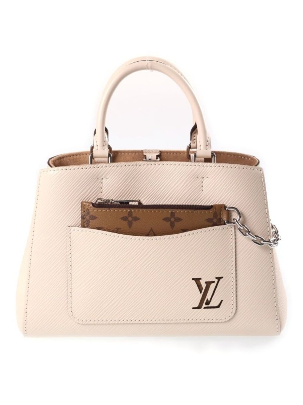 Louis Vuitton Epi Marelle Tote BB Quartz 2-Way Shoulder Bag Ivory Brown Leather